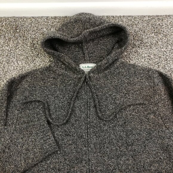 Vintage LL Bean Hoodie Sweater Lambswool Blend Full Zip Gray Womens Medium - Picture 2 of 9